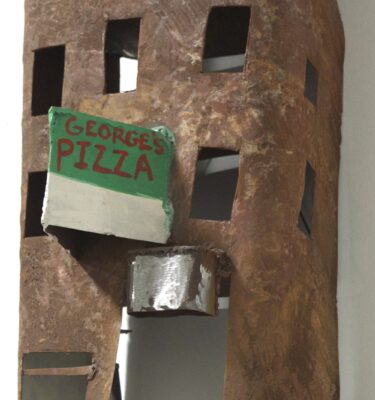 George's Pizza metal apartment sculpture